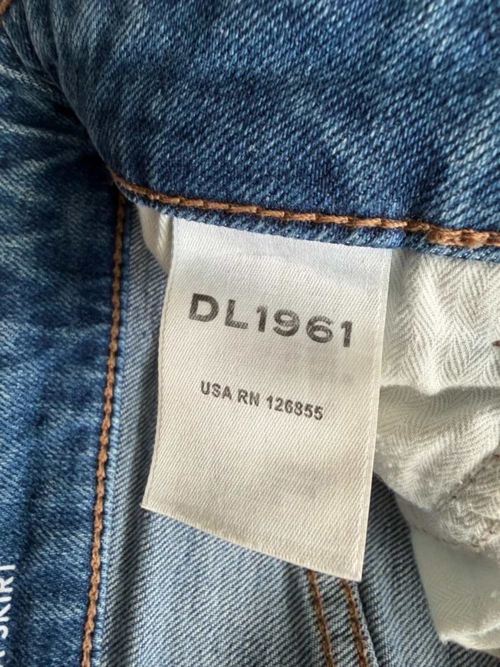 DL1961 Medium Blue Denim Frayed-Hem Mini Skirt - Picture 5 of 8